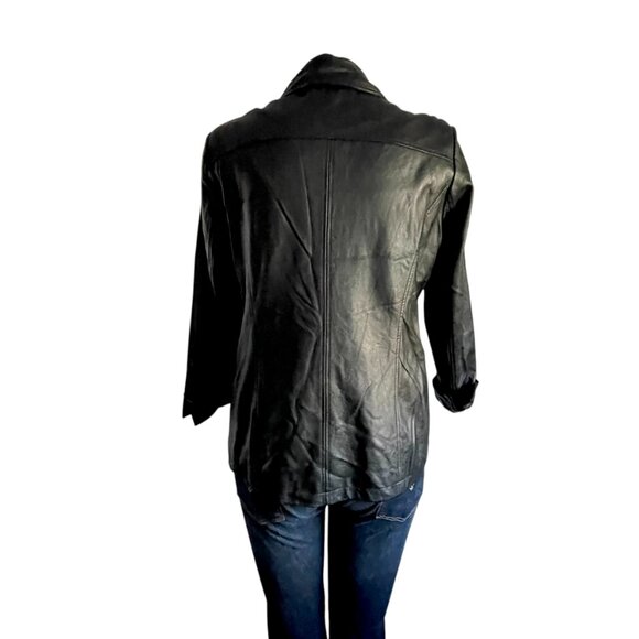 Dennis Basso Black Faux Leather Jacket - XL - Picture 5 of 6